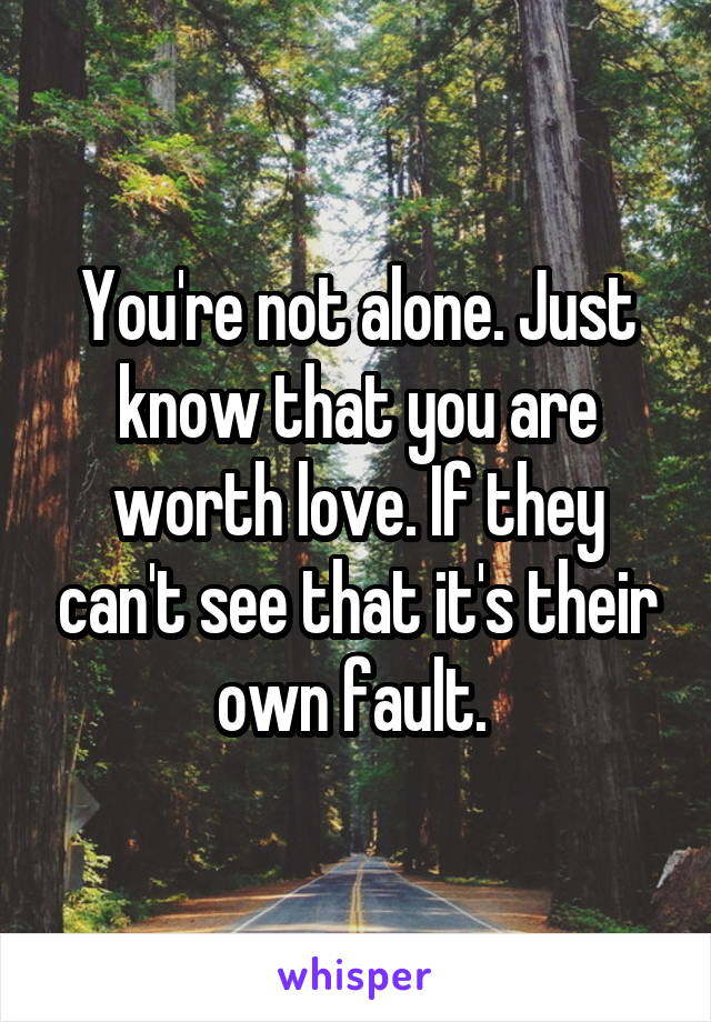 You're not alone. Just know that you are worth love. If they can't see that it's their own fault. 