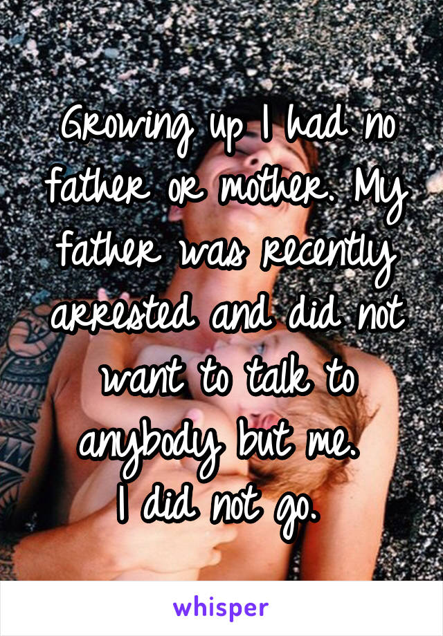 Growing up I had no father or mother. My father was recently arrested and did not want to talk to anybody but me. 
I did not go. 