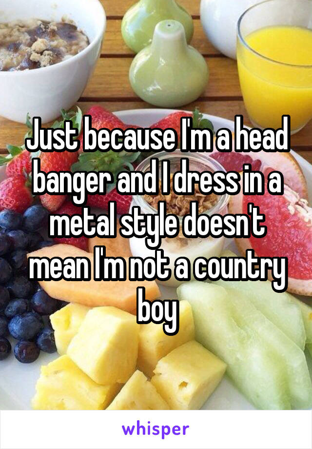 Just because I'm a head banger and I dress in a metal style doesn't mean I'm not a country boy