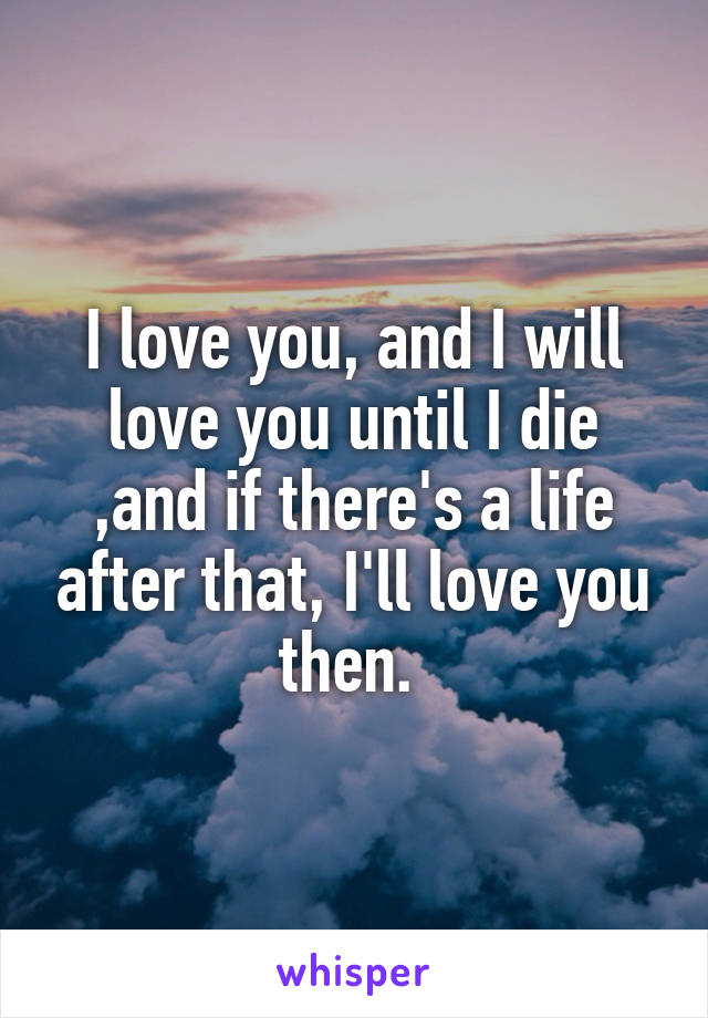 I love you, and I will love you until I die ,and if there's a life after that, I'll love you then. 