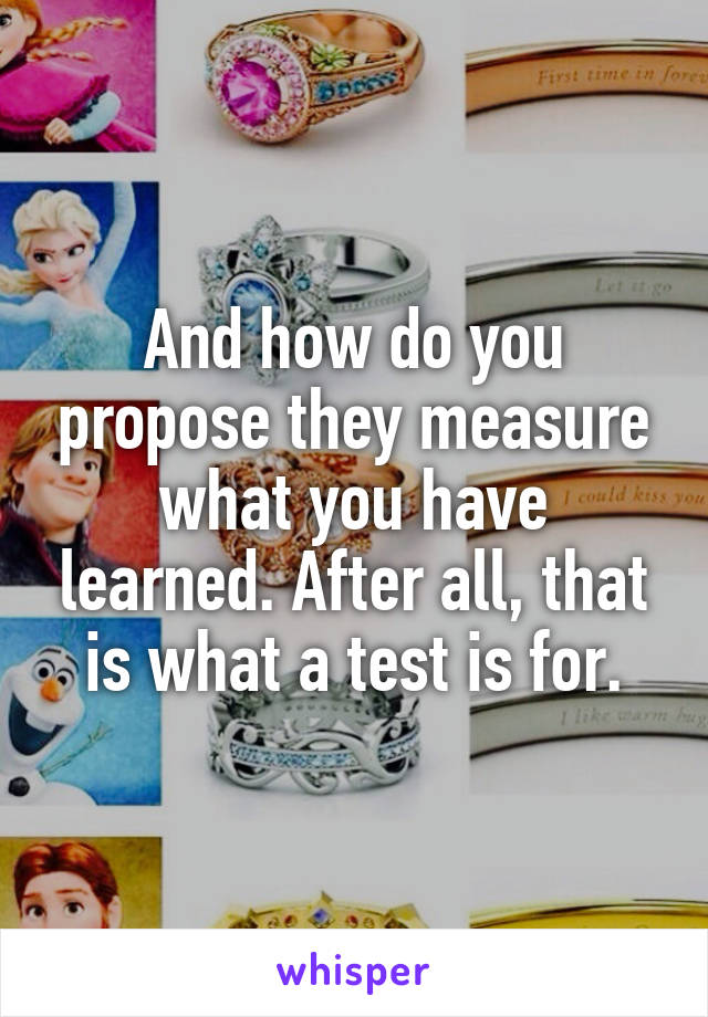 And how do you propose they measure what you have learned. After all, that is what a test is for.