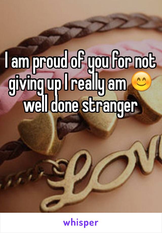 I am proud of you for not giving up I really am 😊 well done stranger 