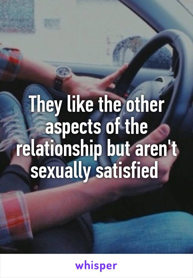 They like the other aspects of the relationship but aren't sexually satisfied 