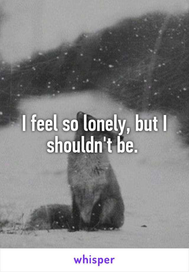 I feel so lonely, but I shouldn't be. 