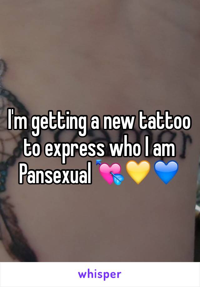 I'm getting a new tattoo to express who I am 
Pansexual 💘💛💙