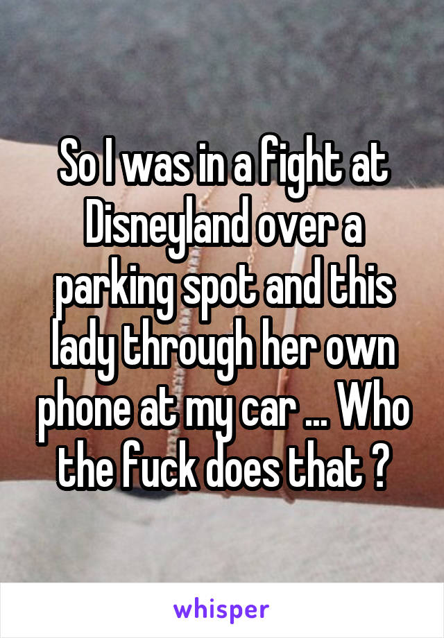 So I was in a fight at Disneyland over a parking spot and this lady through her own phone at my car ... Who the fuck does that ?