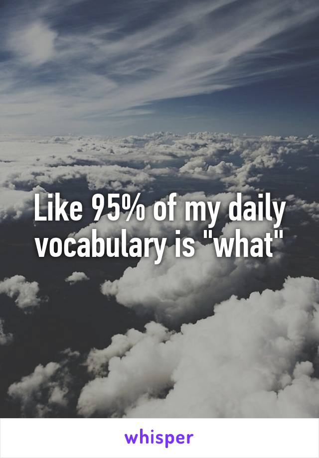 Like 95% of my daily vocabulary is "what"