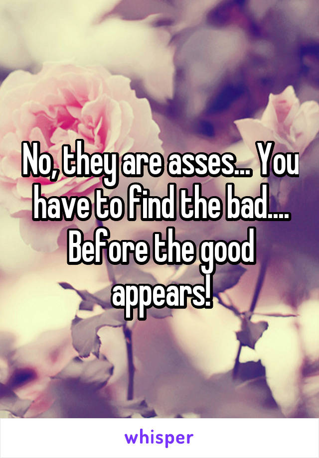 No, they are asses... You have to find the bad.... Before the good appears!