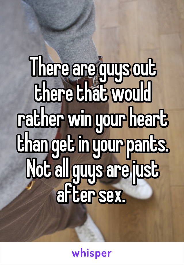 There are guys out there that would rather win your heart than get in your pants. Not all guys are just after sex. 