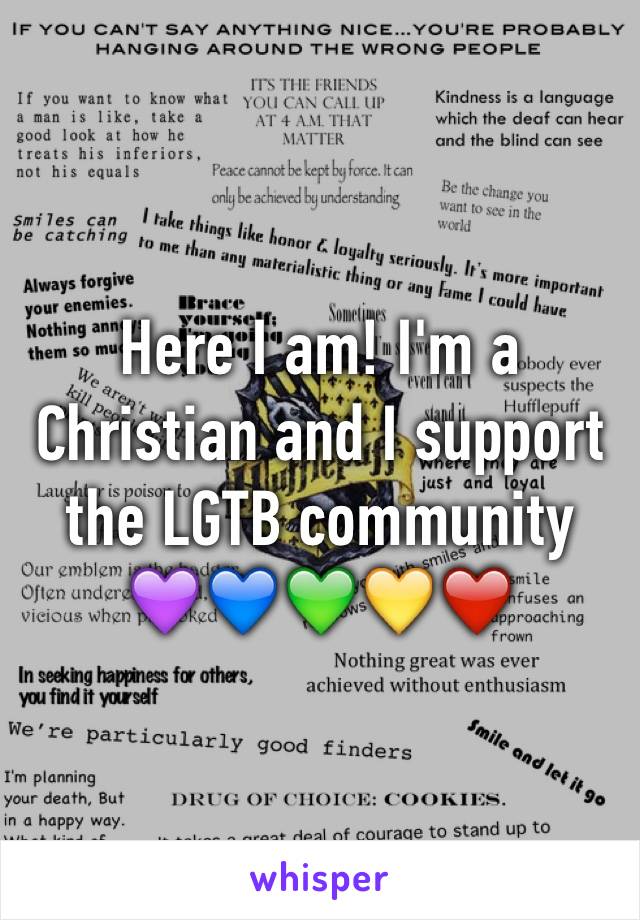 Here I am! I'm a Christian and I support the LGTB community
💜💙💚💛❤️