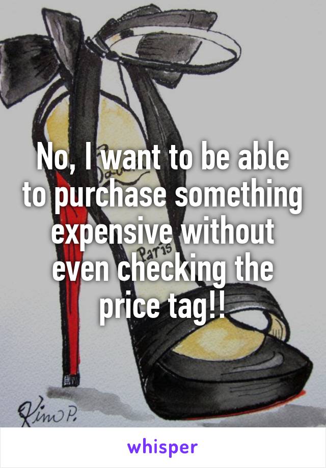 No, I want to be able to purchase something expensive without even checking the price tag!!