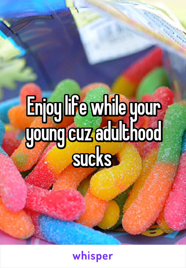 Enjoy life while your young cuz adulthood sucks 