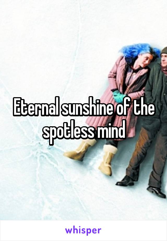 Eternal sunshine of the spotless mind