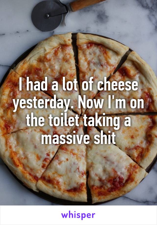 I had a lot of cheese yesterday. Now I'm on the toilet taking a massive shit