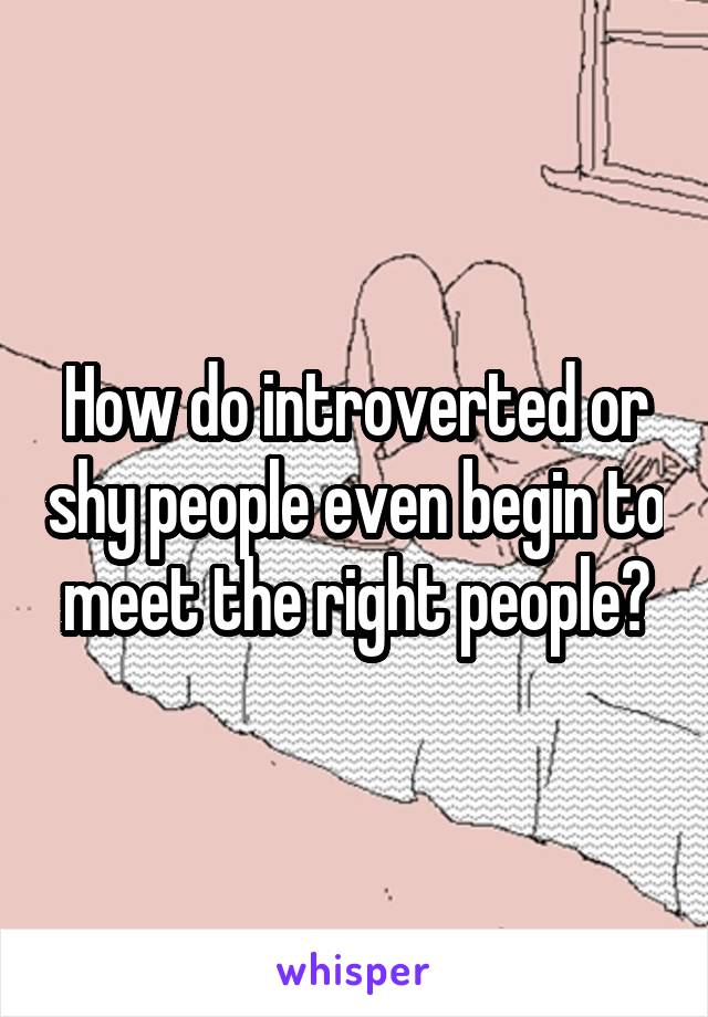 How do introverted or shy people even begin to meet the right people?