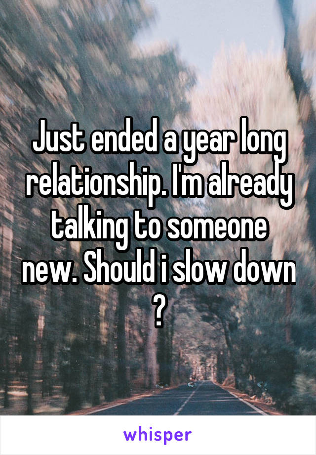 Just ended a year long relationship. I'm already talking to someone new. Should i slow down ?
