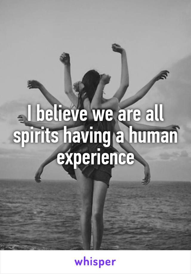 I believe we are all spirits having a human experience