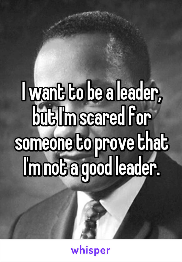 I want to be a leader, but I'm scared for someone to prove that I'm not a good leader.