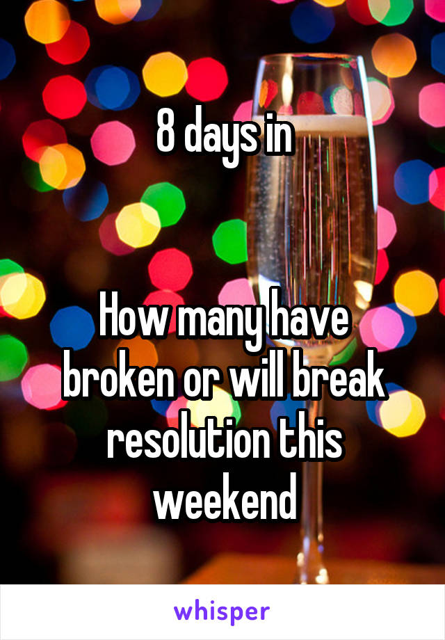 8 days in


How many have broken or will break resolution this weekend
