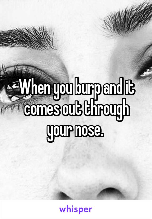 When you burp and it comes out through your nose. 