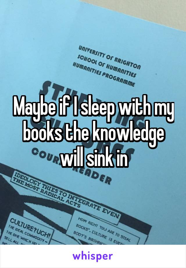 Maybe if I sleep with my books the knowledge will sink in