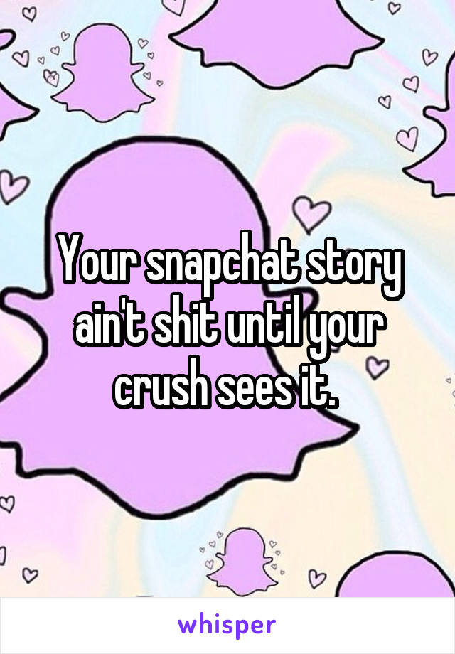 Your snapchat story ain't shit until your crush sees it. 