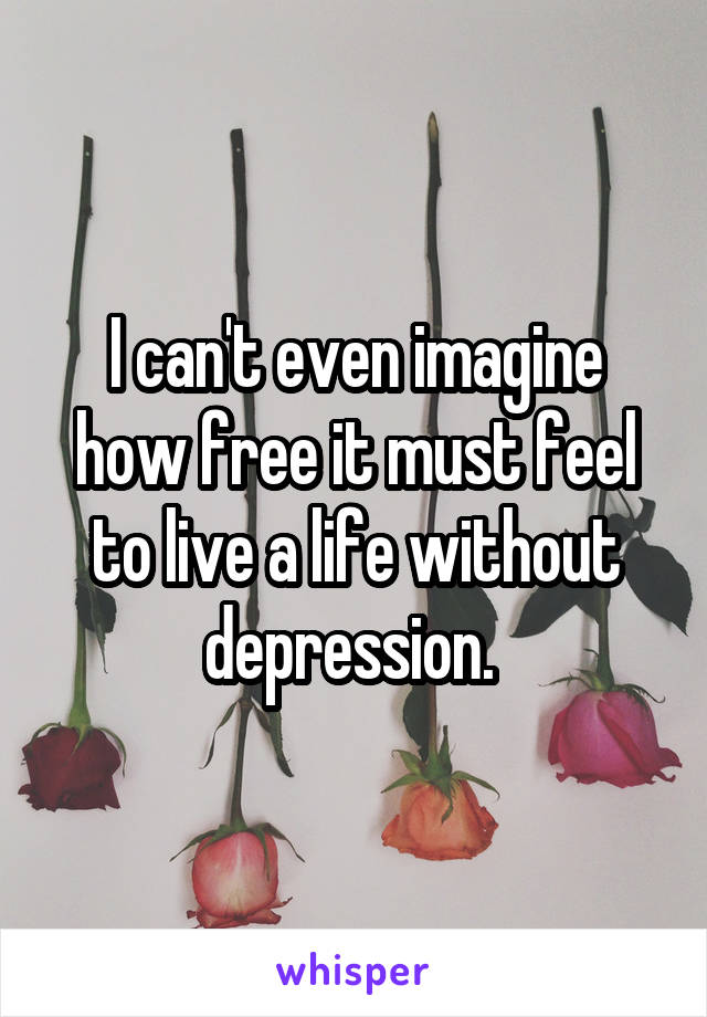 I can't even imagine how free it must feel to live a life without depression. 
