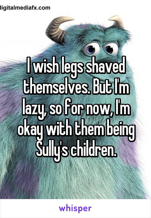 I wish legs shaved themselves. But I'm lazy, so for now, I'm okay with them being Sully's children.