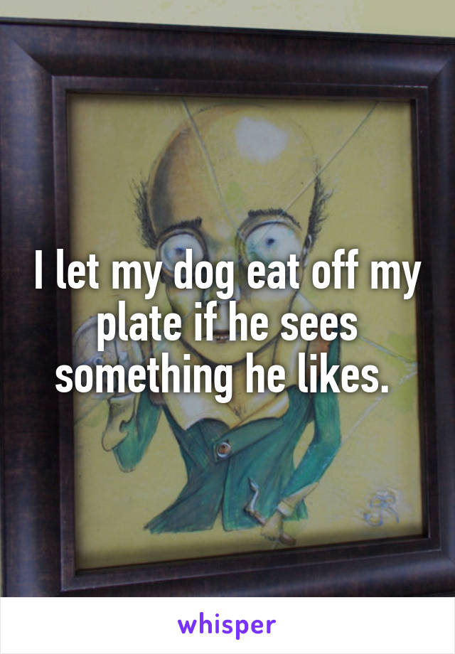 I let my dog eat off my plate if he sees something he likes. 