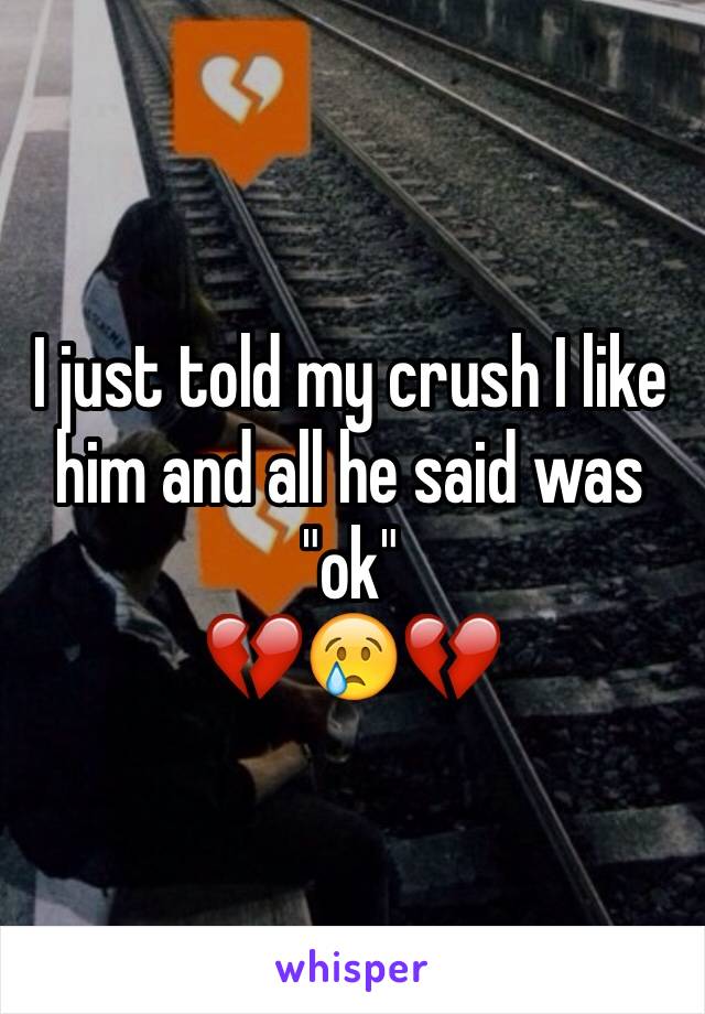 I just told my crush I like him and all he said was "ok"
💔😢💔