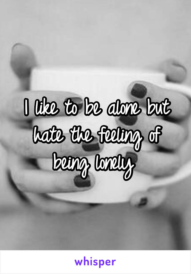 I like to be alone but hate the feeling of being lonely 