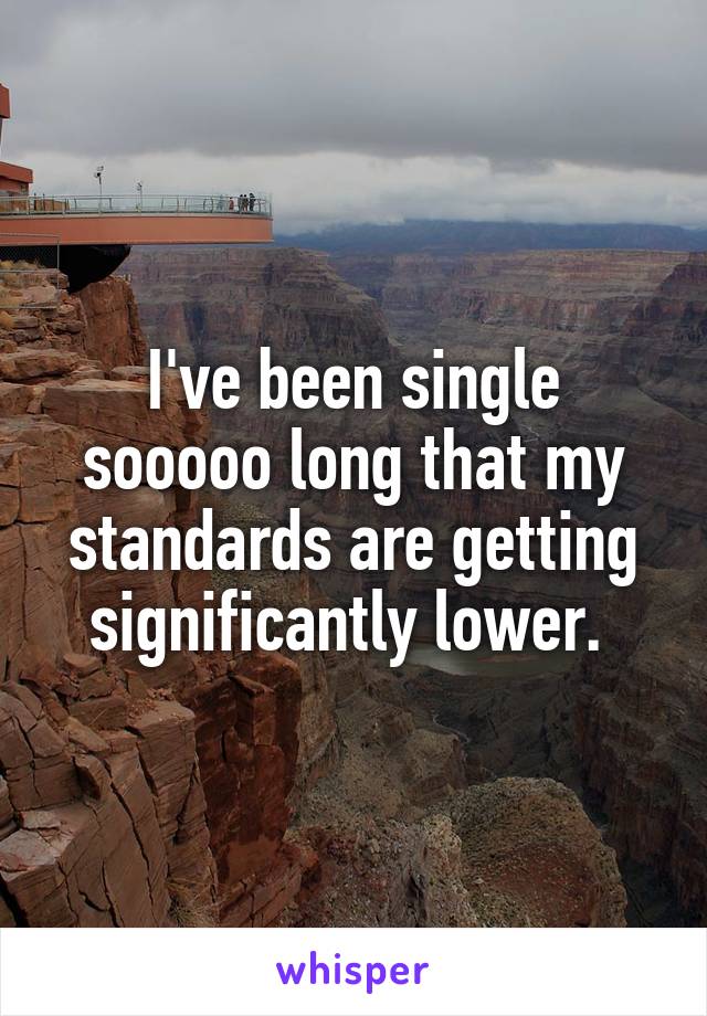 I've been single sooooo long that my standards are getting significantly lower. 