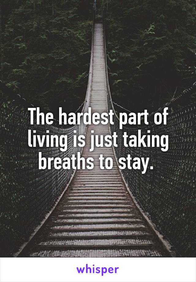 The hardest part of living is just taking breaths to stay. 