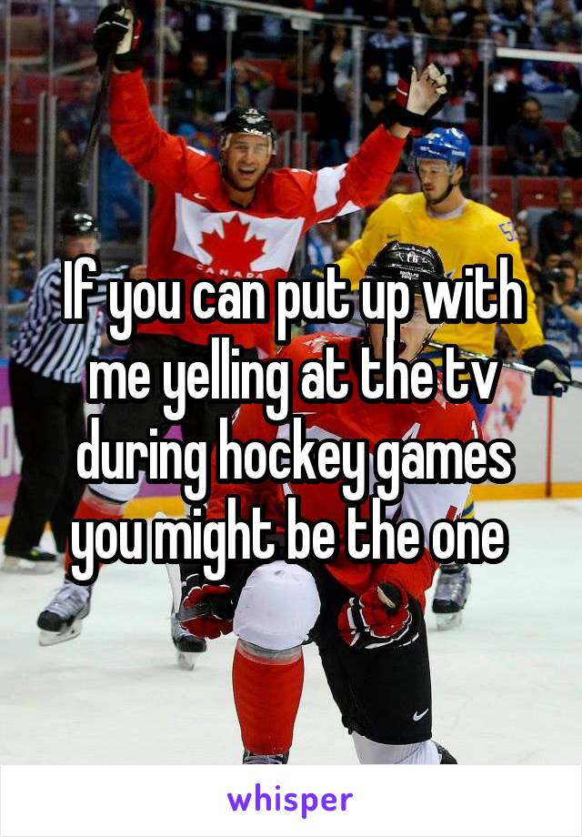 If you can put up with me yelling at the tv during hockey games you might be the one 