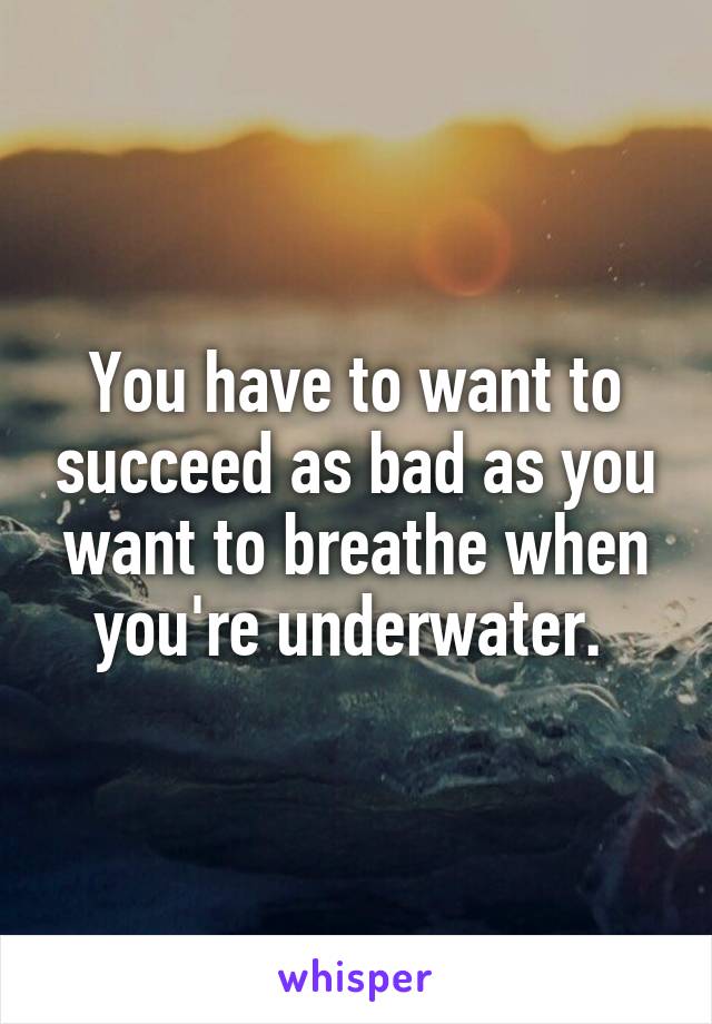 You have to want to succeed as bad as you want to breathe when you're underwater. 