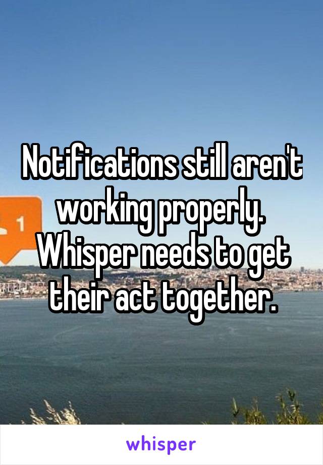 Notifications still aren't working properly.  Whisper needs to get their act together.