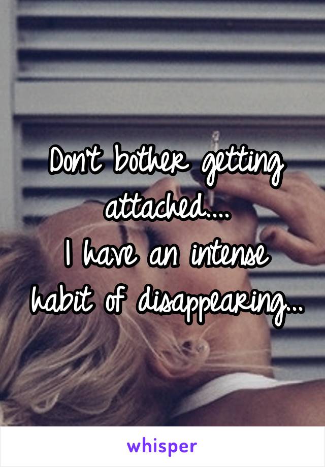 Don't bother getting attached....
I have an intense habit of disappearing...
