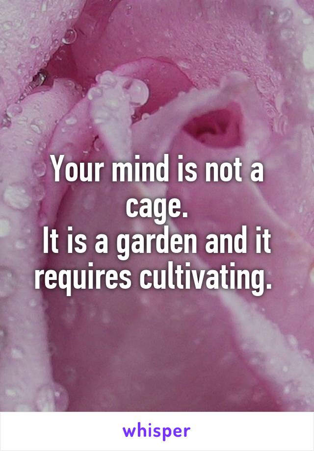Your mind is not a cage.
It is a garden and it requires cultivating. 