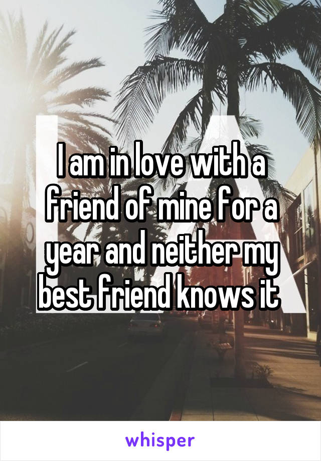 I am in love with a friend of mine for a year and neither my best friend knows it 