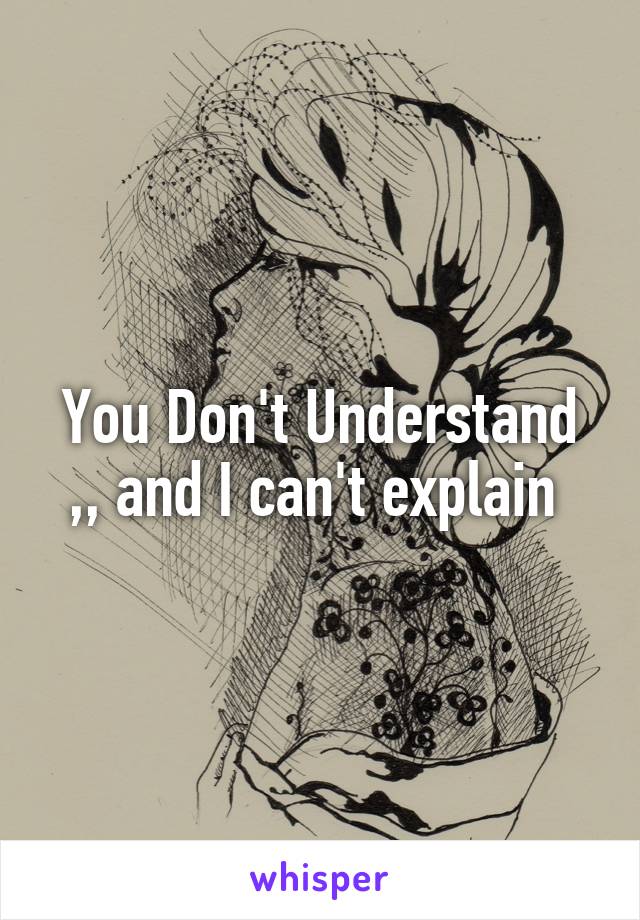 You Don't Understand ,, and I can't explain 