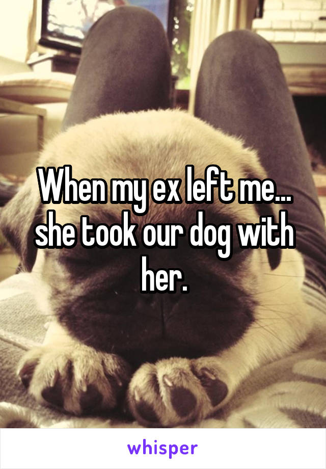 When my ex left me... she took our dog with her.