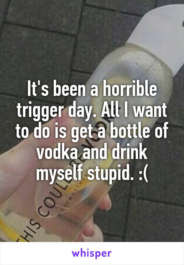 It's been a horrible trigger day. All I want to do is get a bottle of vodka and drink myself stupid. :(