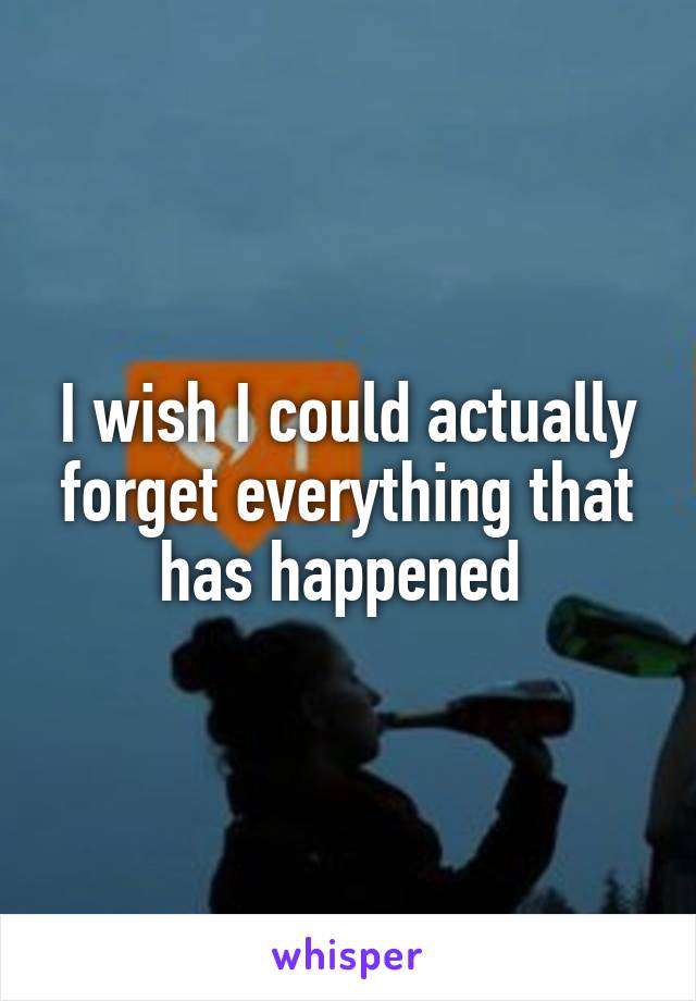 I wish I could actually forget everything that has happened 