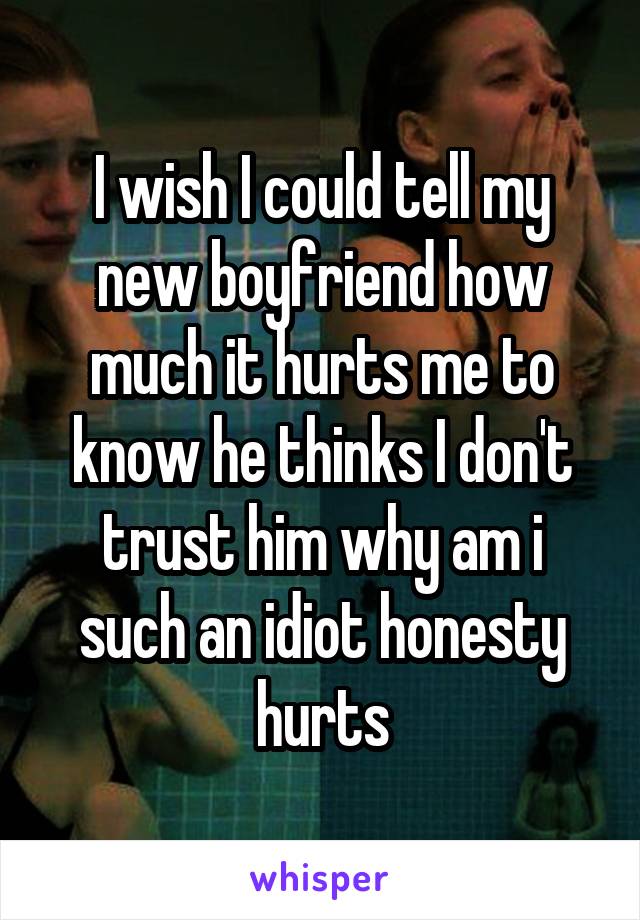 I wish I could tell my new boyfriend how much it hurts me to know he thinks I don't trust him why am i such an idiot honesty hurts