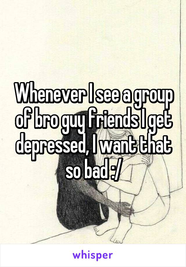 Whenever I see a group of bro guy friends I get depressed, I want that so bad :/