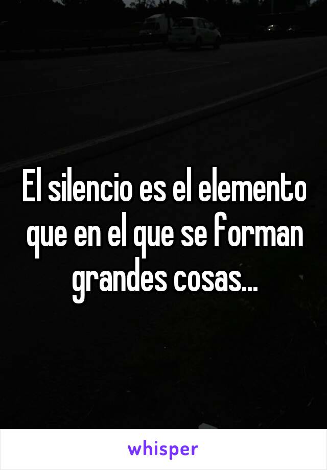 El silencio es el elemento que en el que se forman grandes cosas...