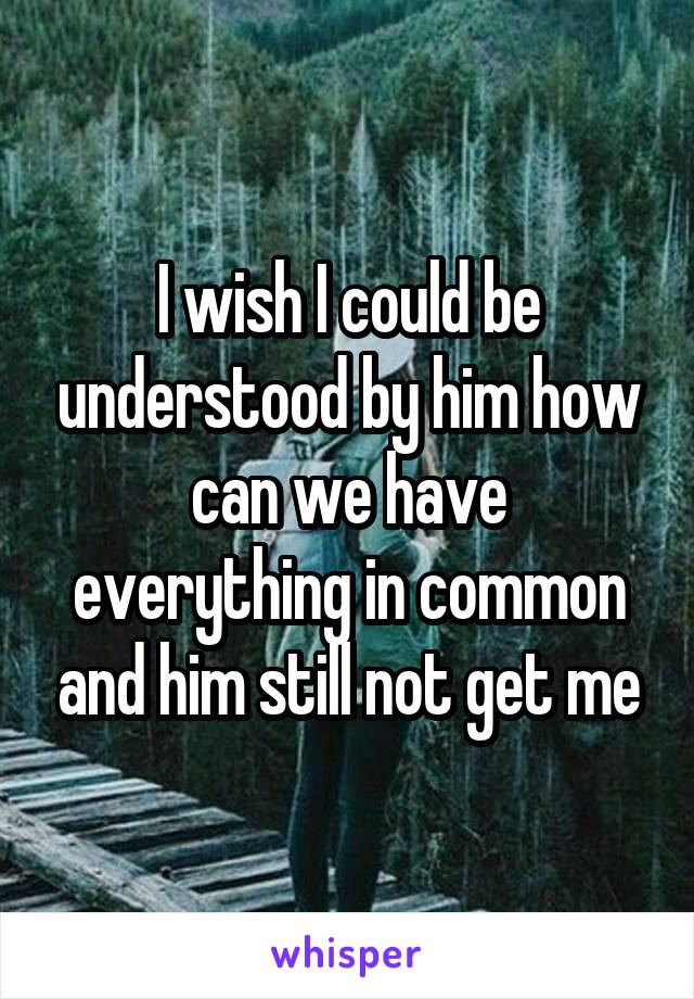 I wish I could be understood by him how can we have everything in common and him still not get me