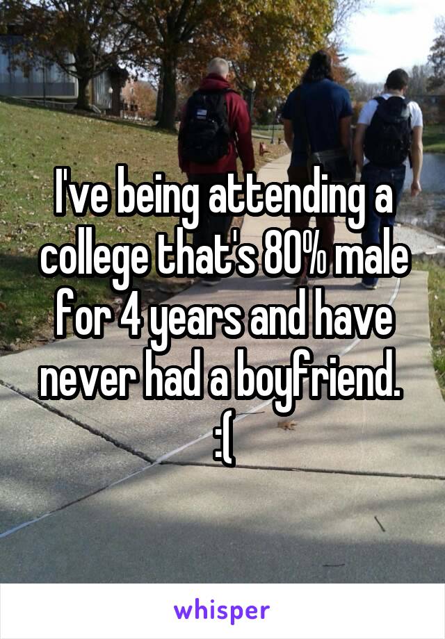 I've being attending a college that's 80% male for 4 years and have never had a boyfriend.  :(