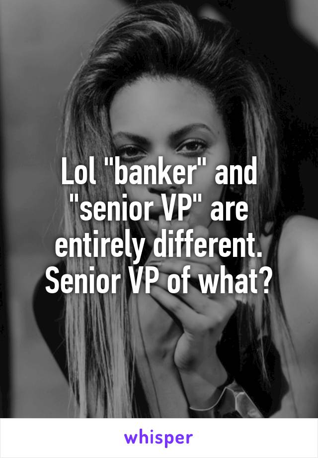 Lol "banker" and "senior VP" are entirely different. Senior VP of what?