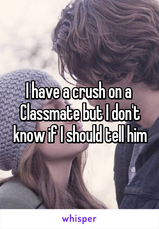 I have a crush on a 
Classmate but I don't know if I should tell him